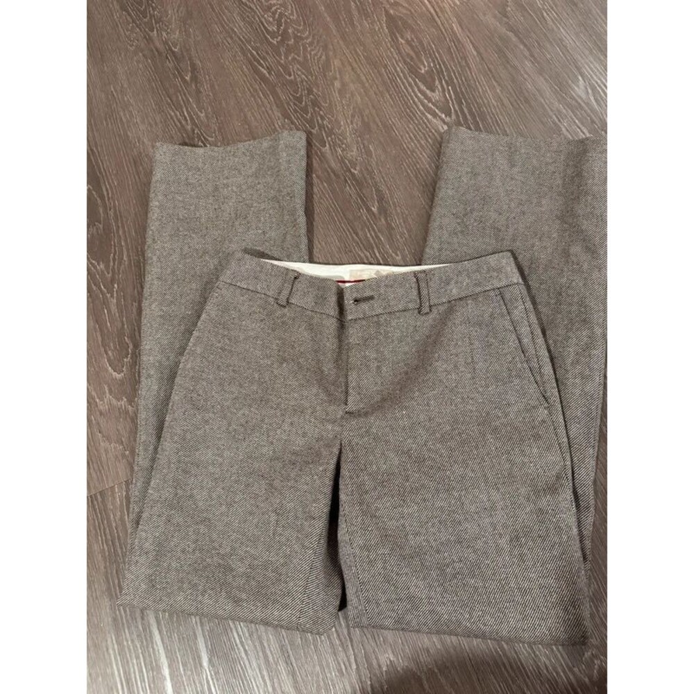 Banana Republic Martin Fit Wool Blend Trousers Herringbone Pants Brown Womens 2